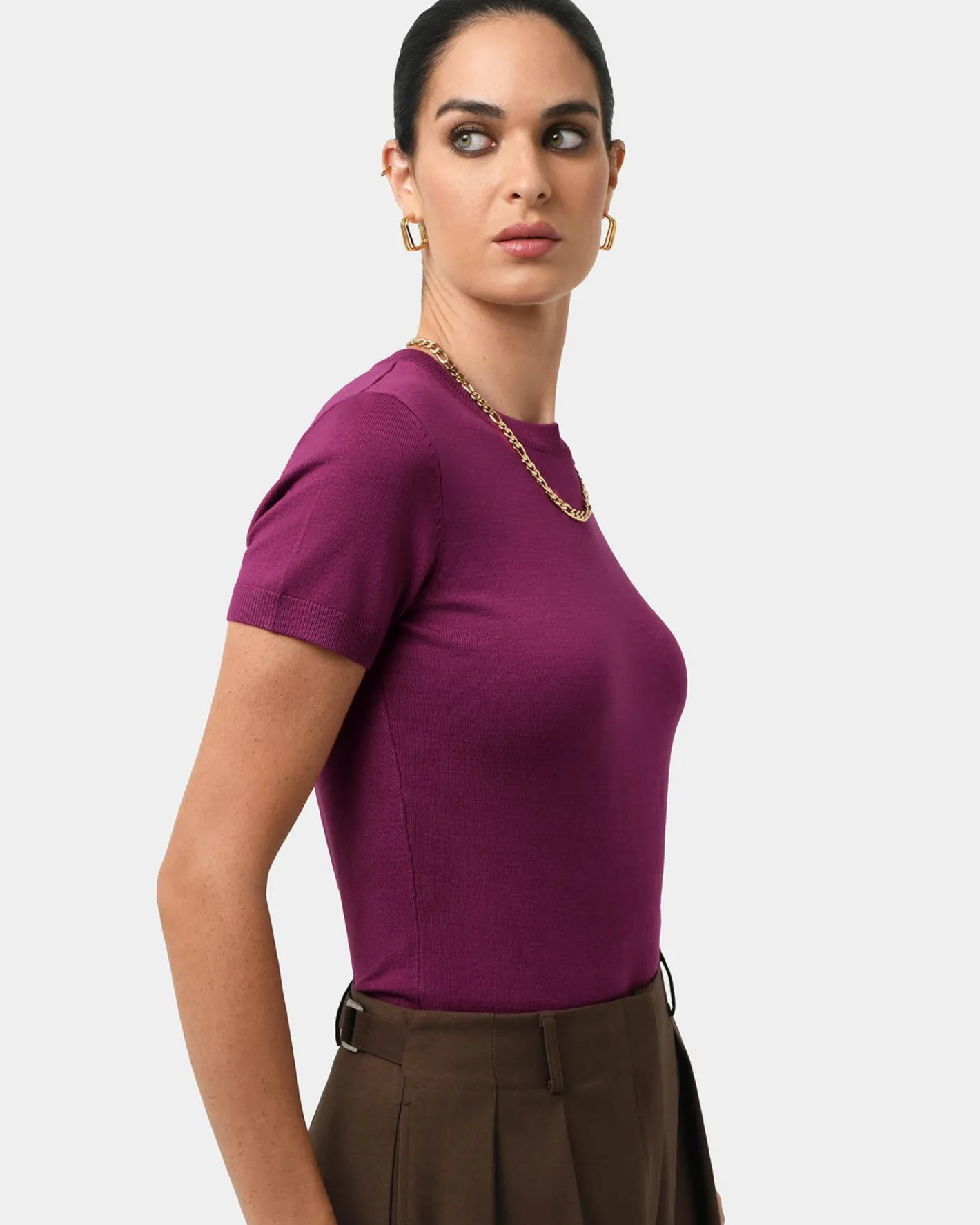 Forcast Catherine Short Sleeve Knit Berry New