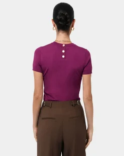 Forcast Catherine Short Sleeve Knit Berry New