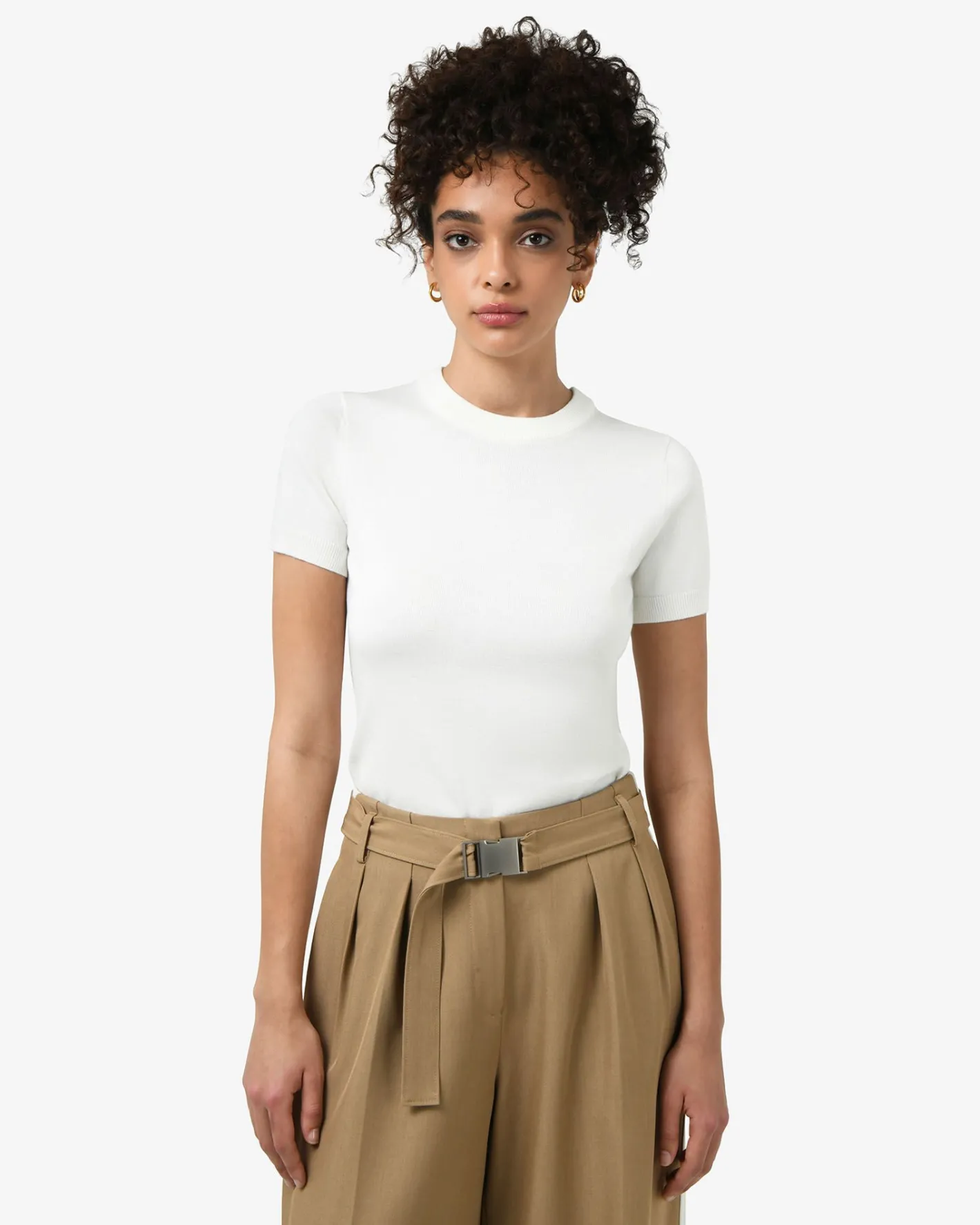 Forcast Catherine Short Sleeve Knit Ivory New