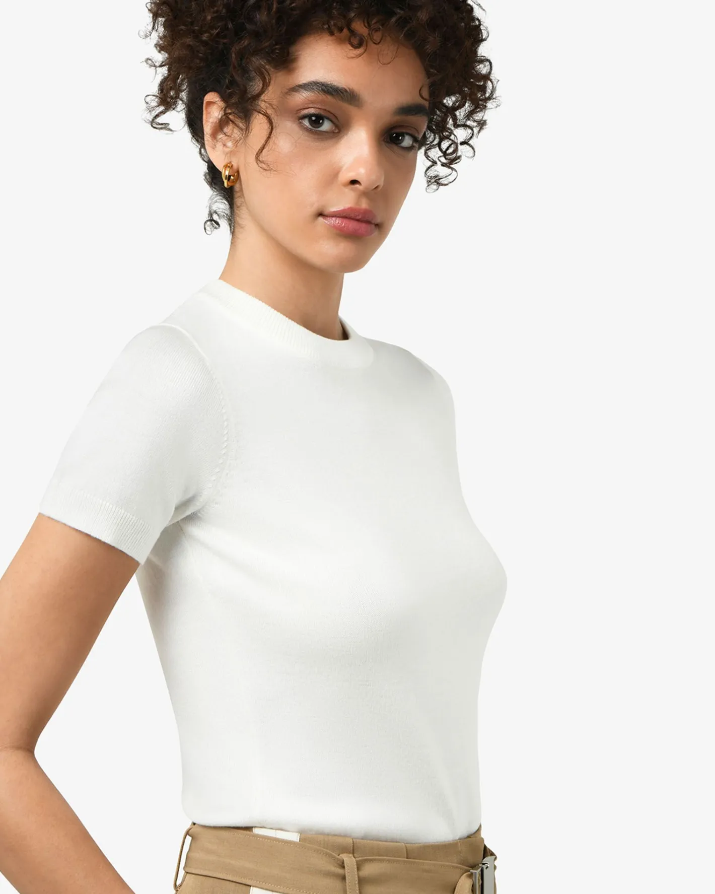Forcast Catherine Short Sleeve Knit Ivory New
