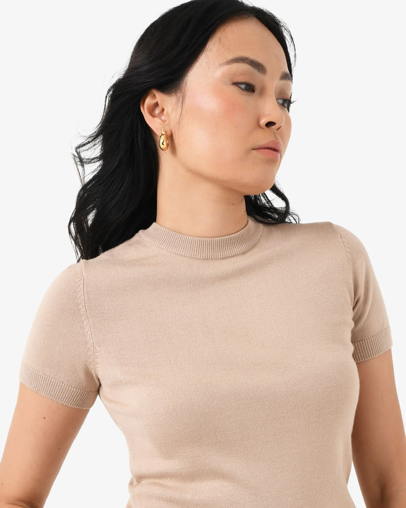 Forcast Catherine Short Sleeve Knit Light Taupe Hot