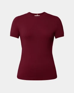 Forcast Catherine Short Sleeve Knit Cabernet Clearance