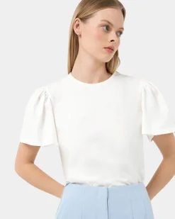 Forcast Cayla Gathered Sleeve Tee Ivory