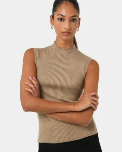 Forcast Charm Mock Neck Knit Beige