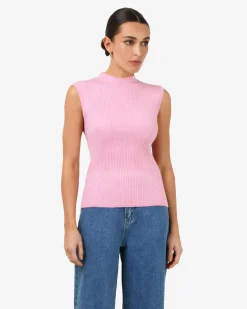 Forcast Charm Mock Neck Knit Pink New