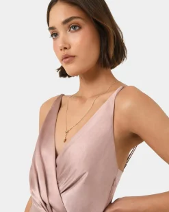 Forcast Cherish Tie-waist Midi Dress Mauve Discount