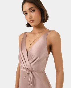 Forcast Cherish Tie-waist Midi Dress Mauve Discount