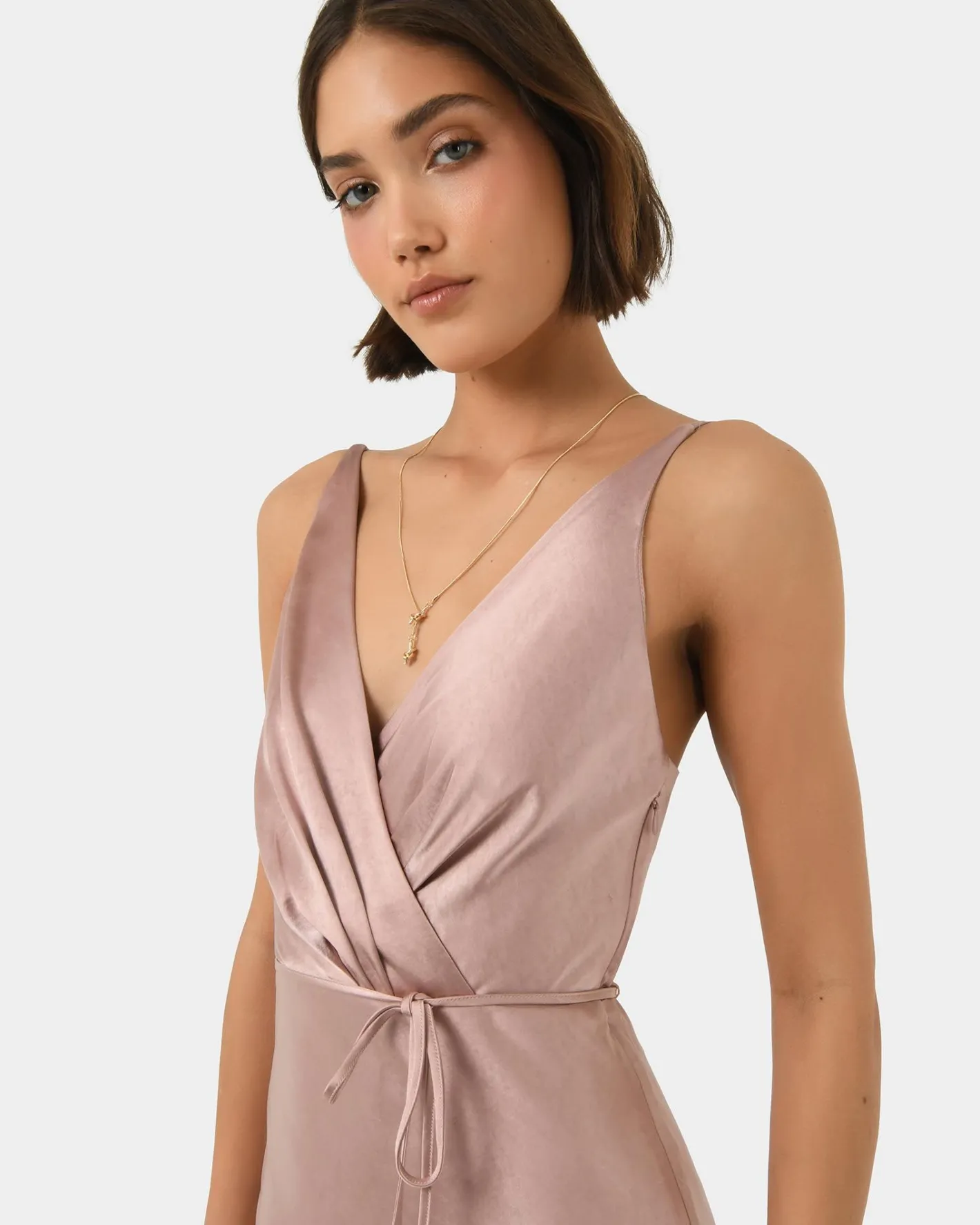 Forcast Cherish Tie-waist Midi Dress Mauve Discount