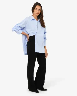 Forcast Chicago Oversized Cotton Shirt Soft Blue Online