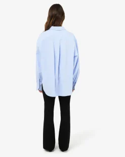 Forcast Chicago Oversized Cotton Shirt Soft Blue Online