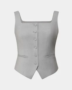 Forcast Chloe Square Neck Vest Grey