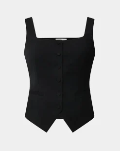 Forcast Chloe Square Neck Vest Black New