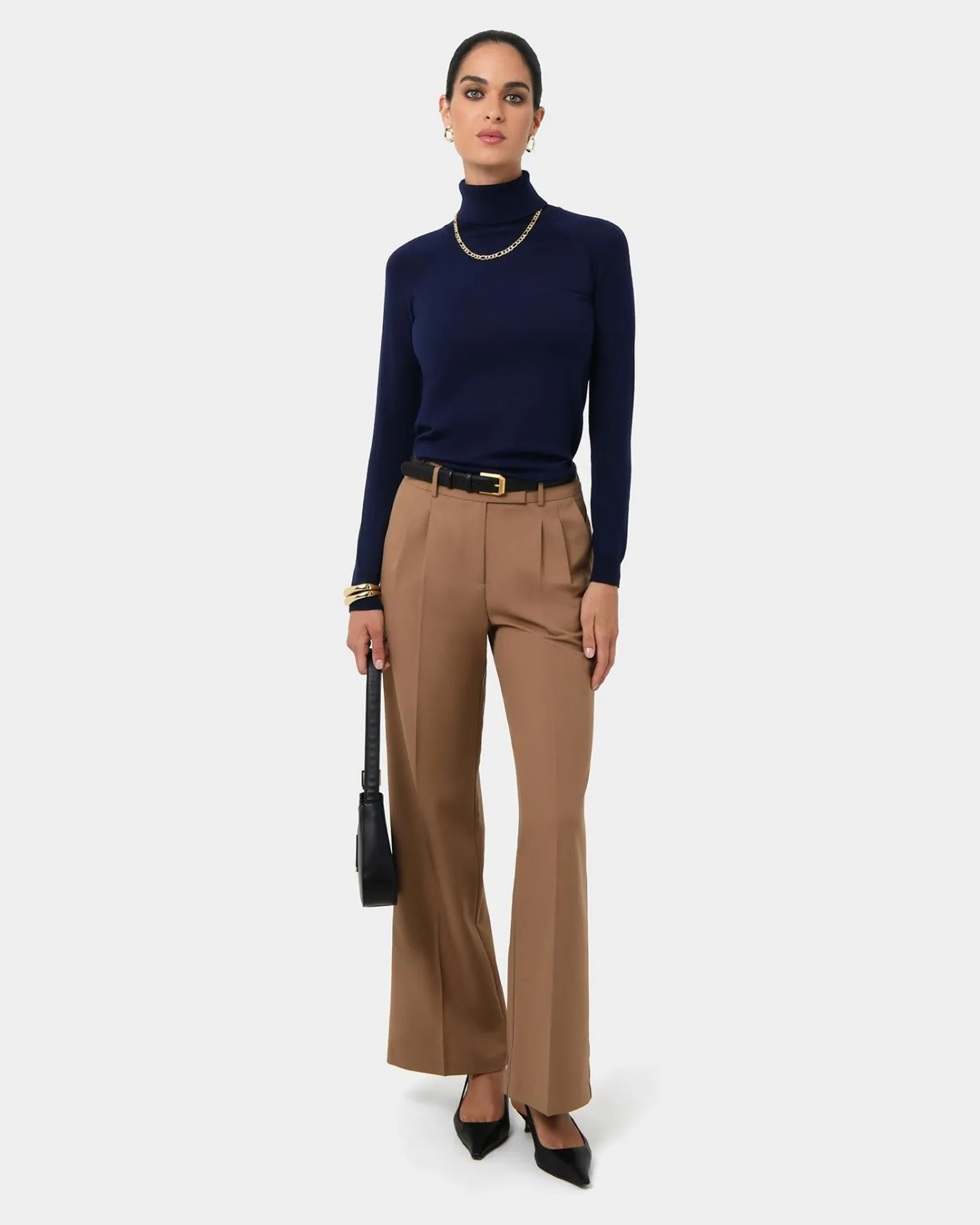 Forcast Clarisse Turtleneck Sweater Navy New