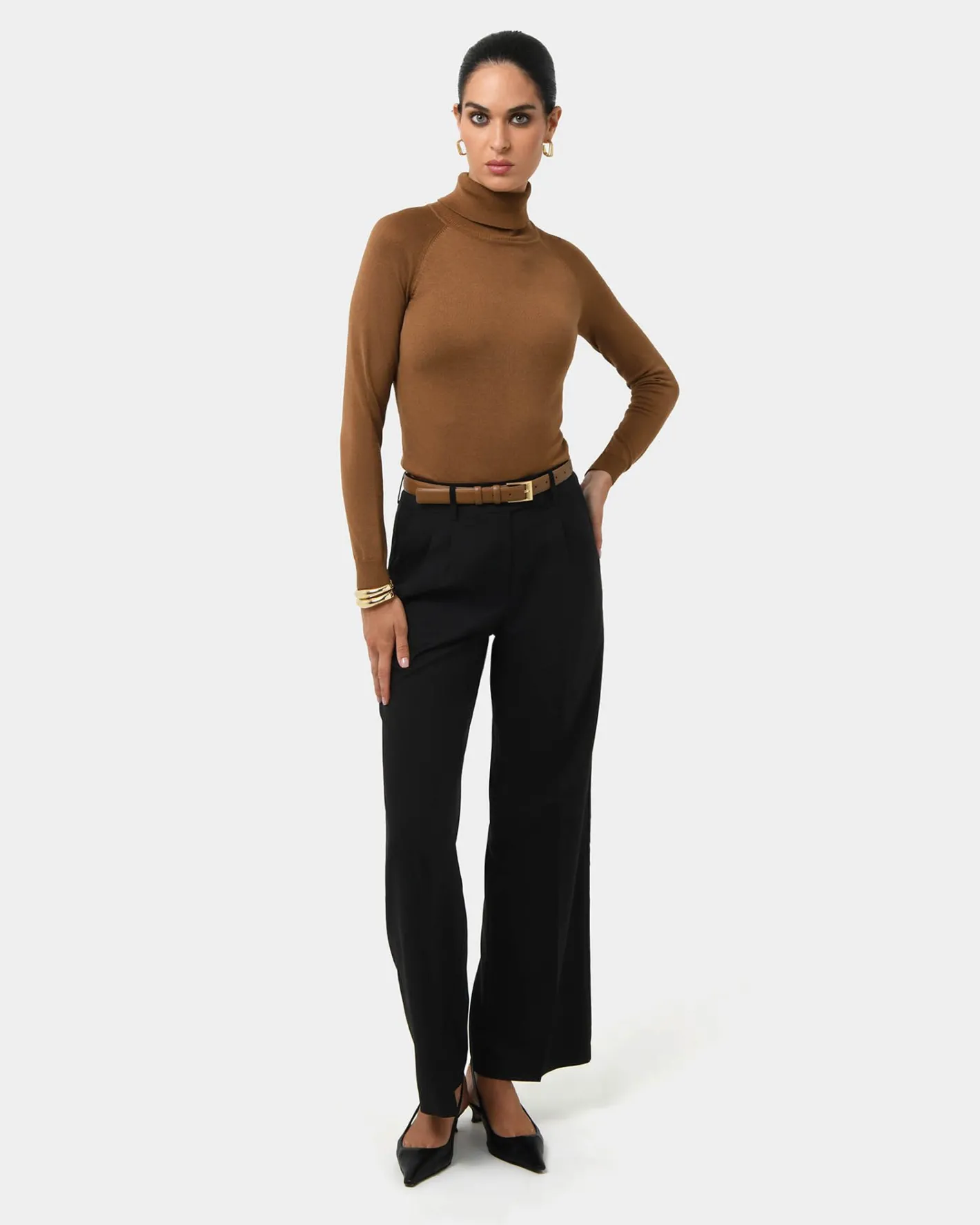 Forcast Clarisse Turtleneck Sweater Coffee Discount