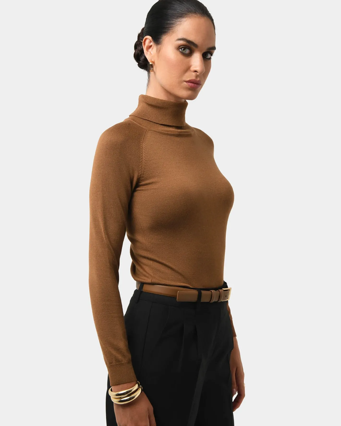 Forcast Clarisse Turtleneck Sweater Coffee Discount