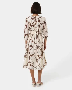 Forcast Cleo V-neck Dress Organic Brown