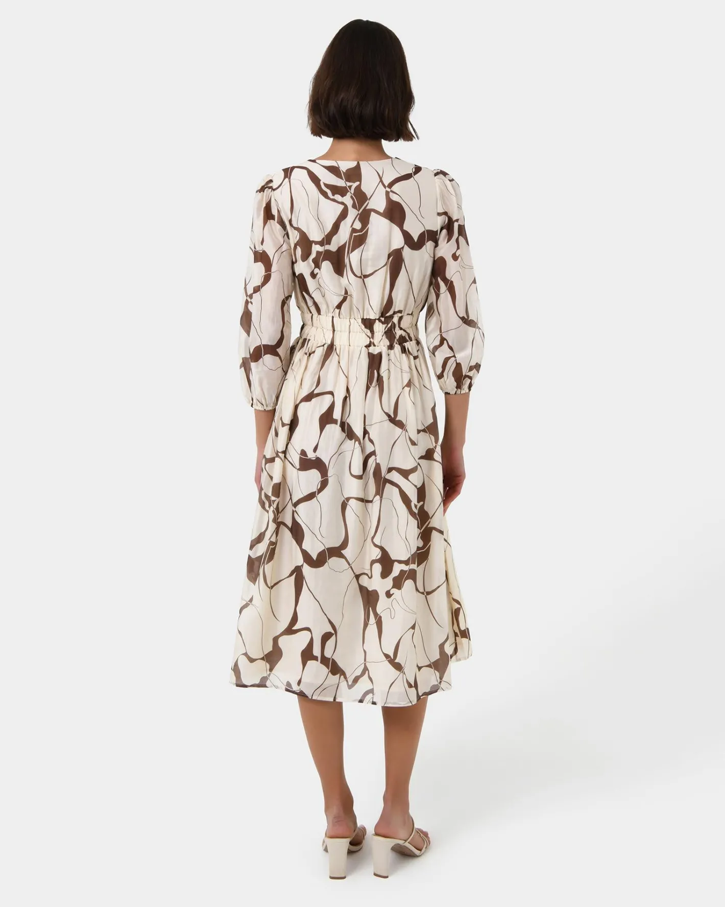 Forcast Cleo V-neck Dress Organic Brown