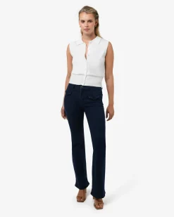 Forcast Collins Collar Knit Top Ivory