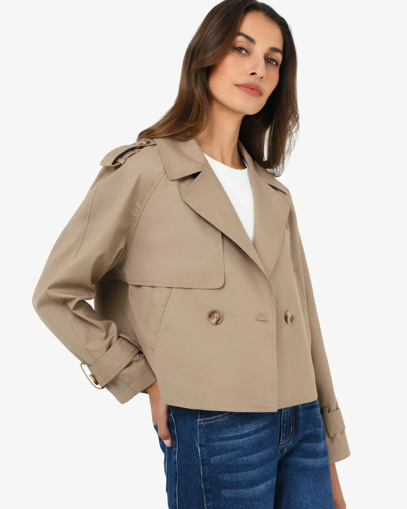Forcast Collins Cropped Trench Coat Beige Best