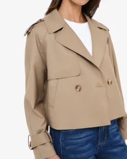 Forcast Collins Cropped Trench Coat Beige Best