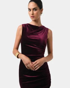 Forcast Cory Drape Midi Dress Grape Hot