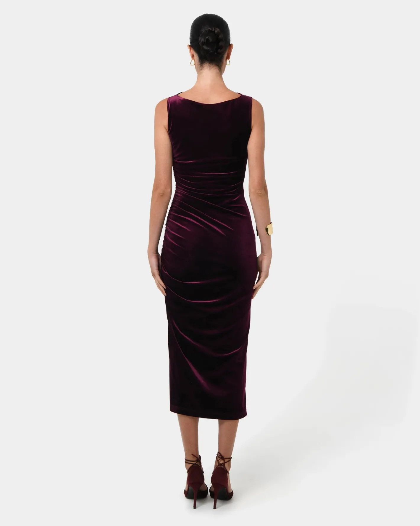 Forcast Cory Drape Midi Dress Grape Hot