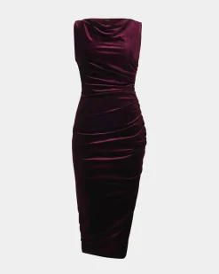 Forcast Cory Drape Midi Dress Grape Hot