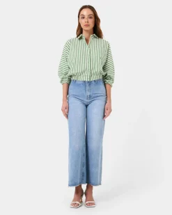 Forcast Courtney Relaxed Shirt Green Sale