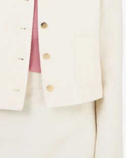 Forcast Cynthia Crop Tweed Jacket Ivory Clearance