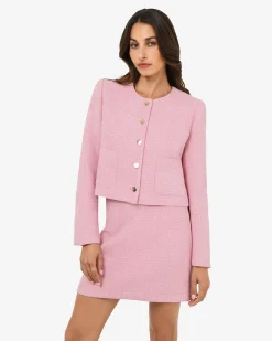 Forcast Cynthia Crop Tweed Jacket Pink Hot