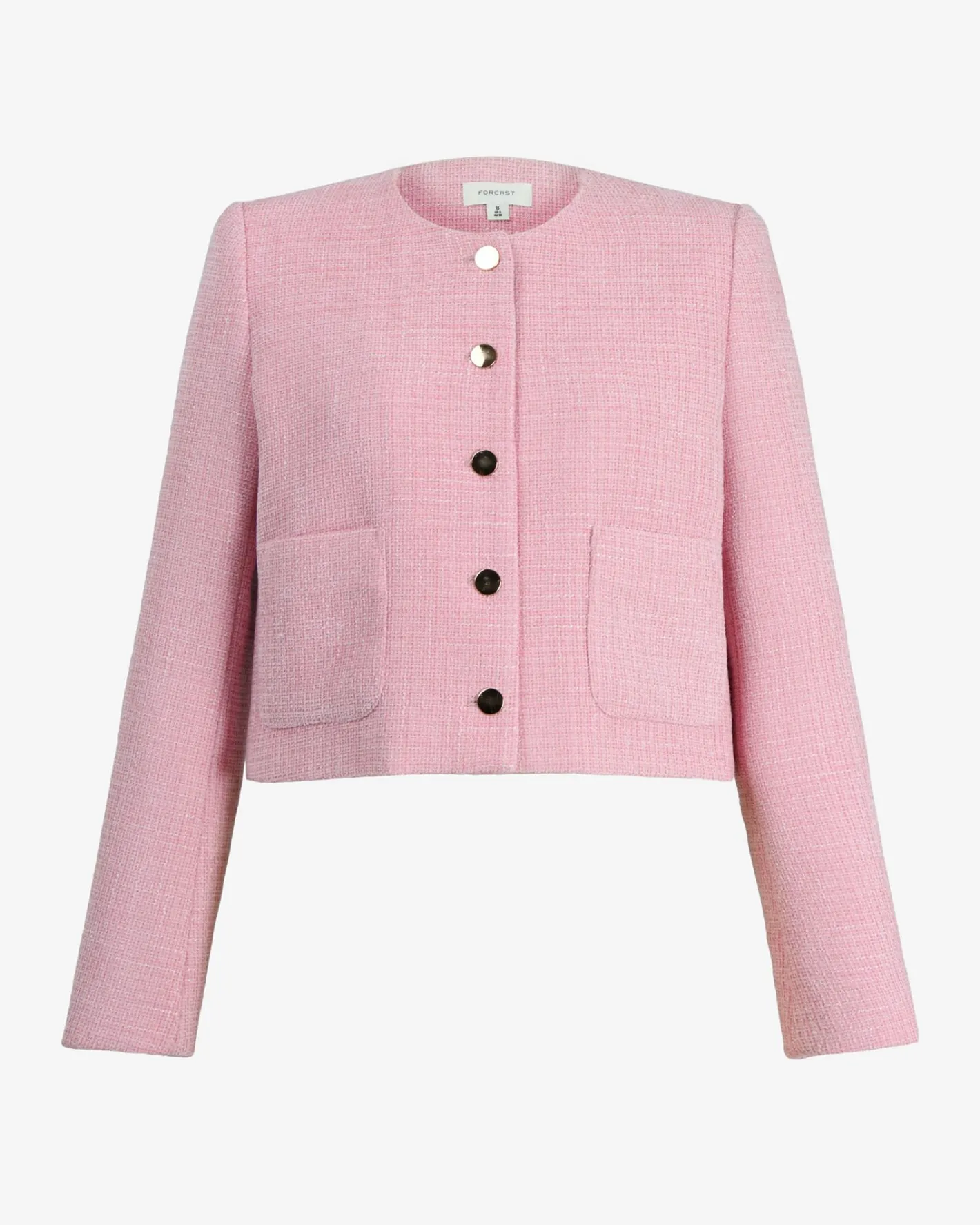 Forcast Cynthia Crop Tweed Jacket Pink Hot