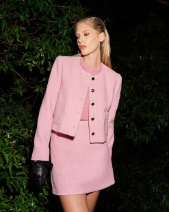 Forcast Cynthia Tweed Mini Skirt Pink