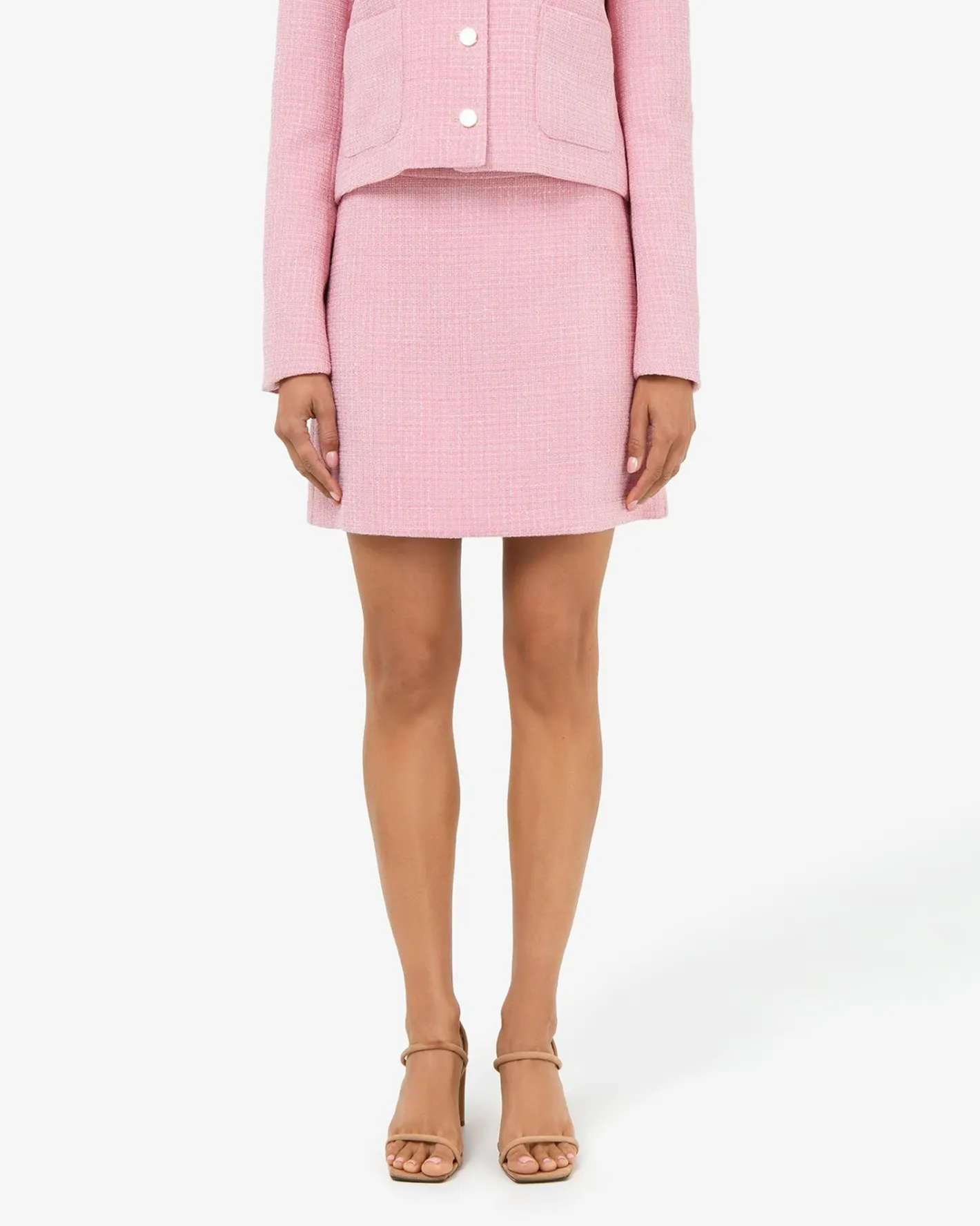 Forcast Cynthia Tweed Mini Skirt Pink