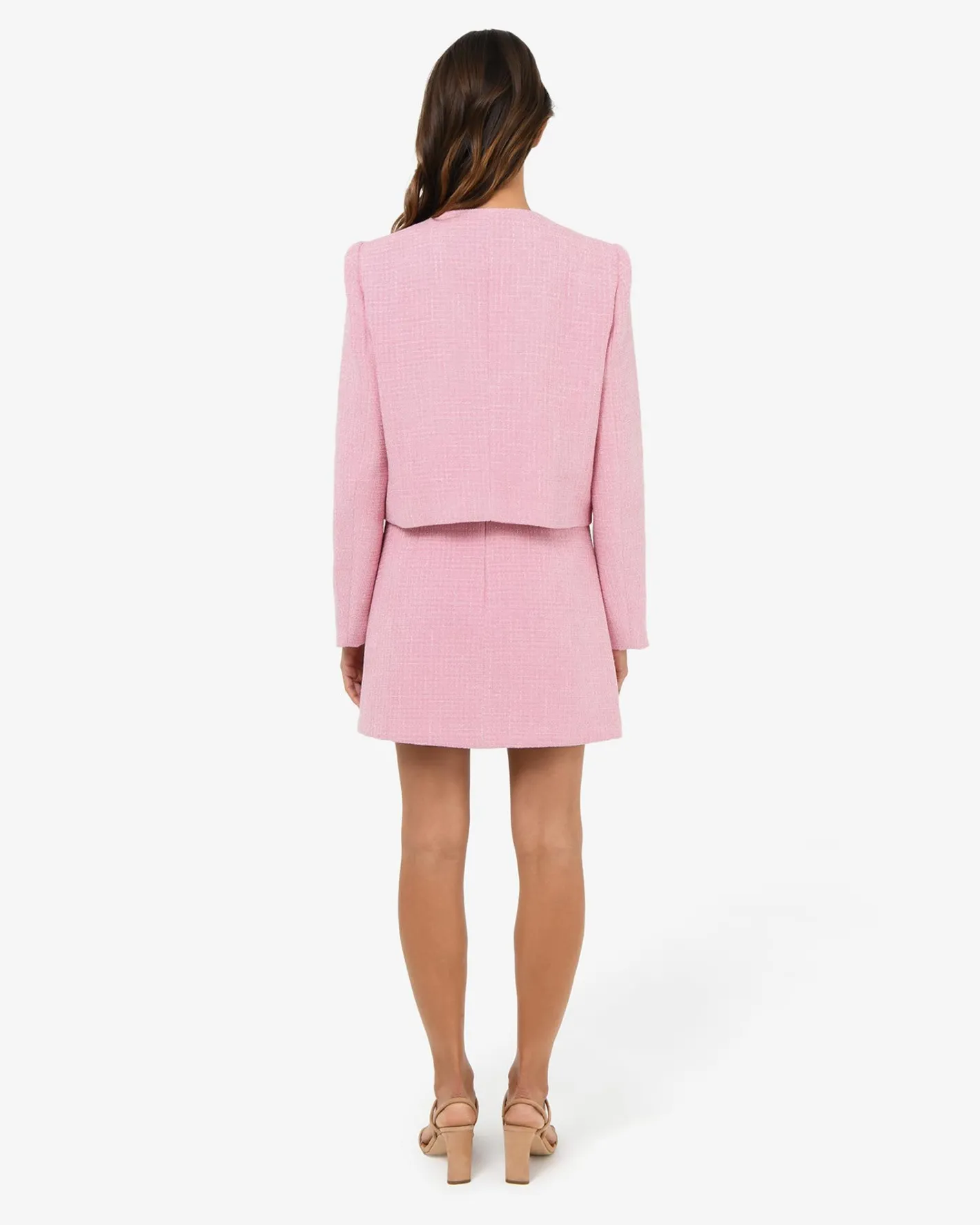 Forcast Cynthia Tweed Mini Skirt Pink