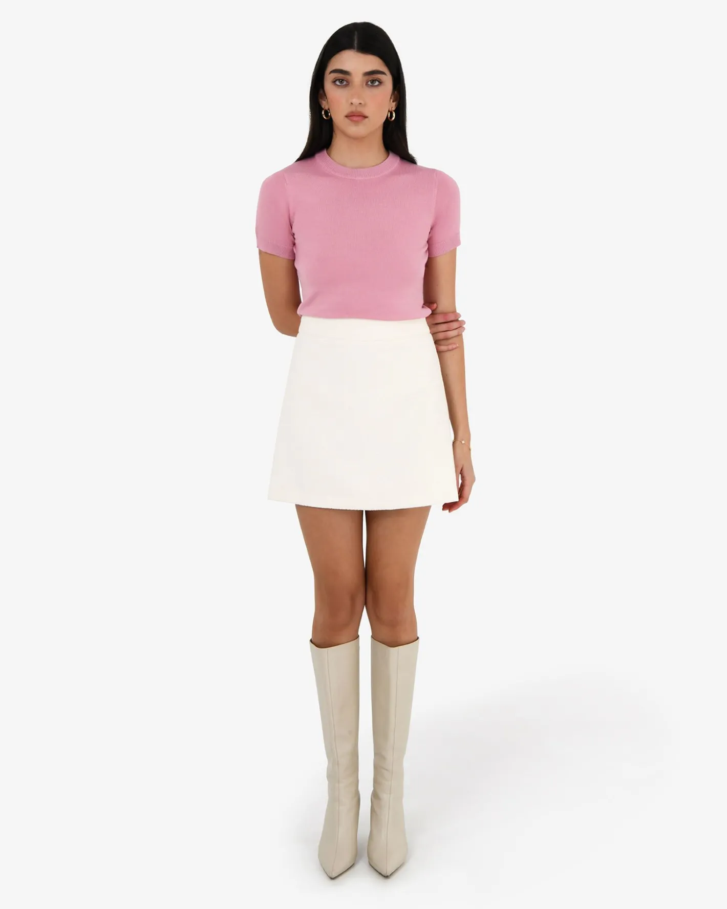 Forcast Cynthia Tweed Mini Skirt Ivory Discount