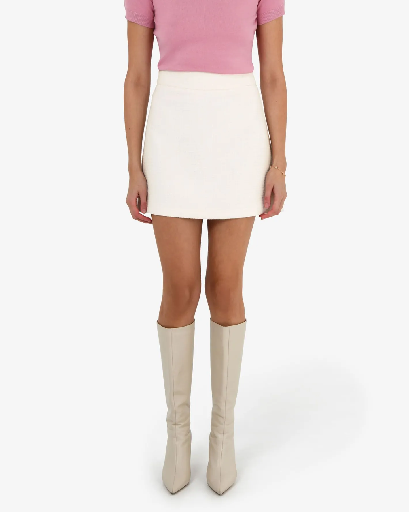Forcast Cynthia Tweed Mini Skirt Ivory Discount