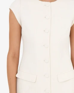 Forcast Cynthia Tweed Short Dress Ivory Discount
