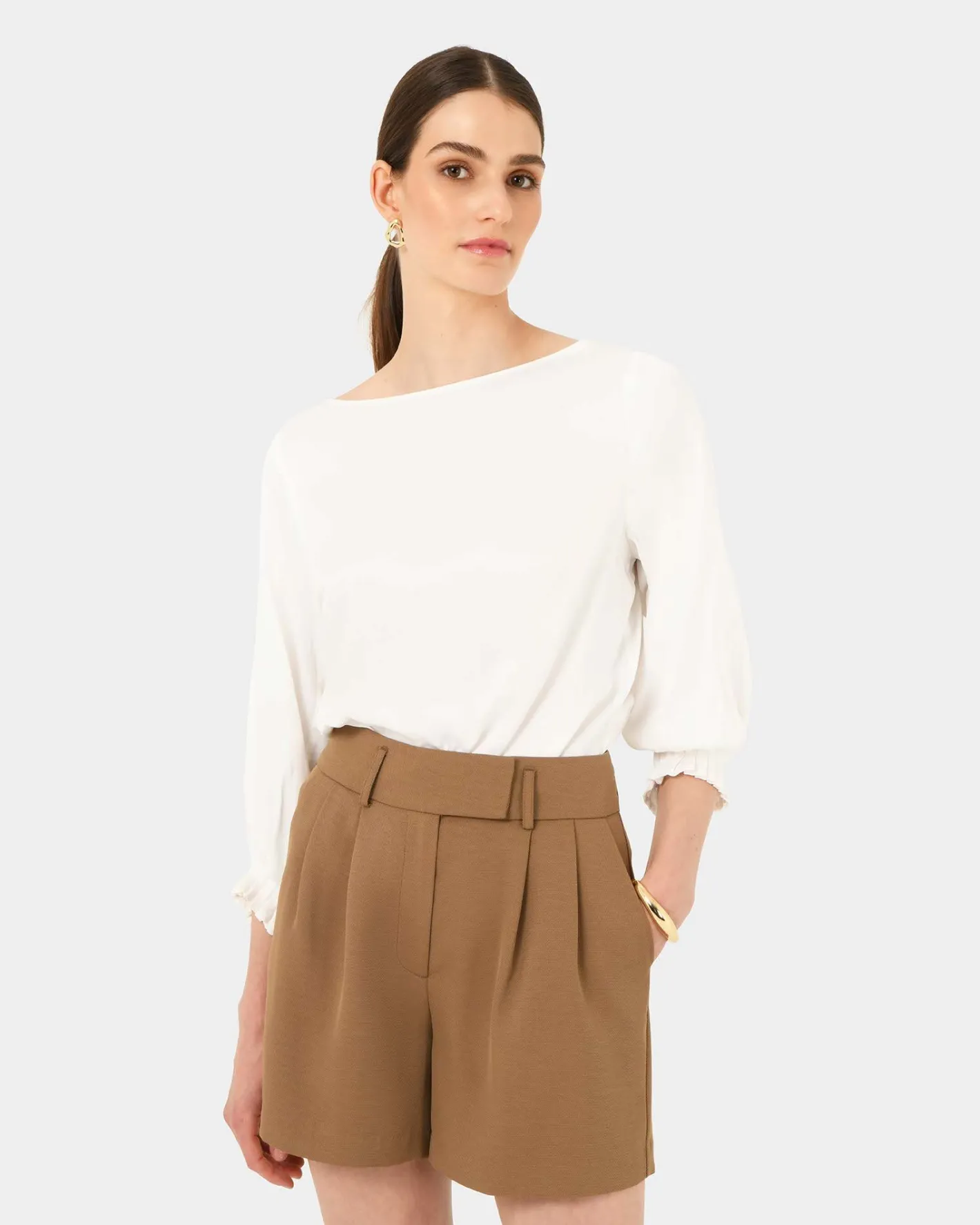 Forcast Cyra Long Sleeve Top Ivory Discount