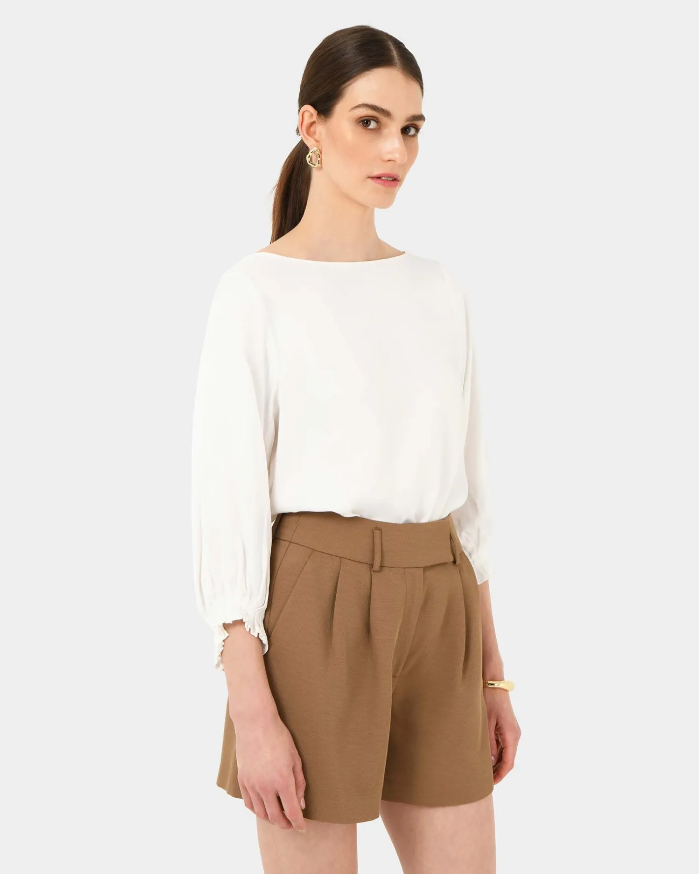 Forcast Cyra Long Sleeve Top Ivory Discount