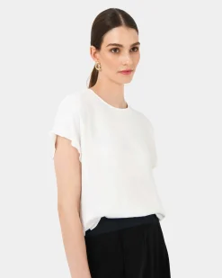 Forcast Cyra Short Sleeve Top Ivory Online