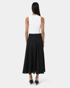 Forcast Deb Cotton Midi Full Skirt Black