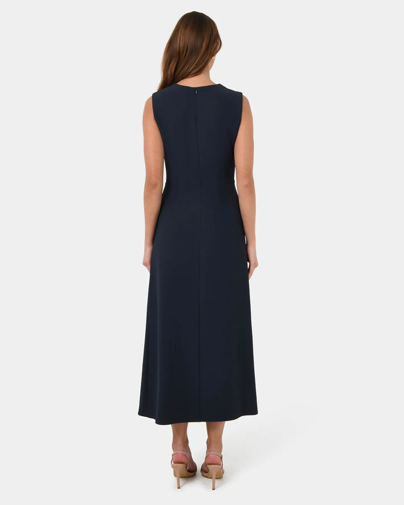 Forcast Demi Ruched Midi Dress Midnight