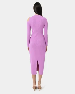 Forcast Destiny Cut Out Knit Dress Mauve Clearance