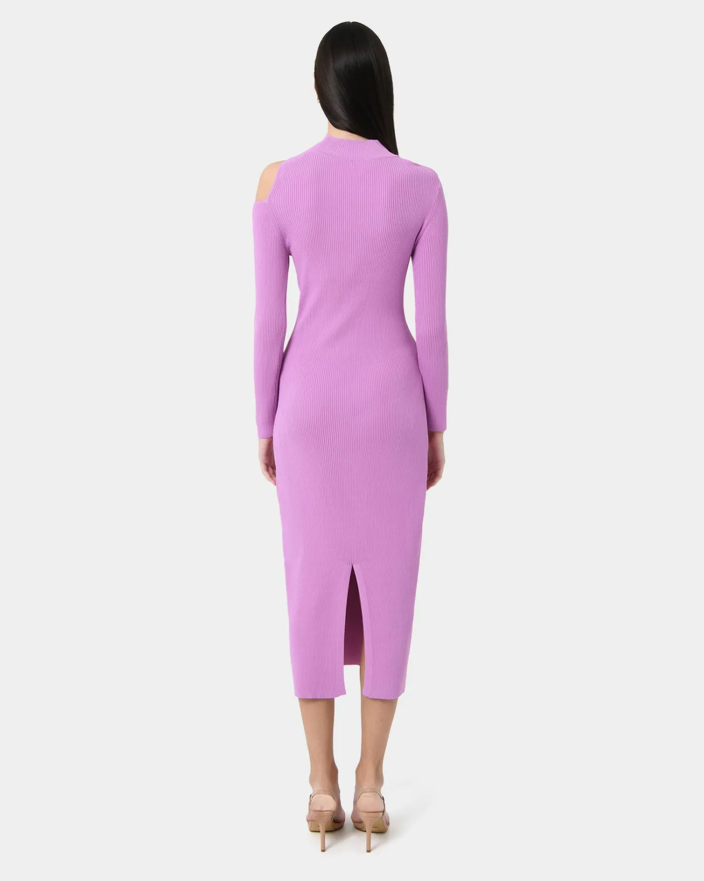 Forcast Destiny Cut Out Knit Dress Mauve Clearance