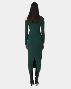 Forcast Destiny Cut Out Knit Dress Green New