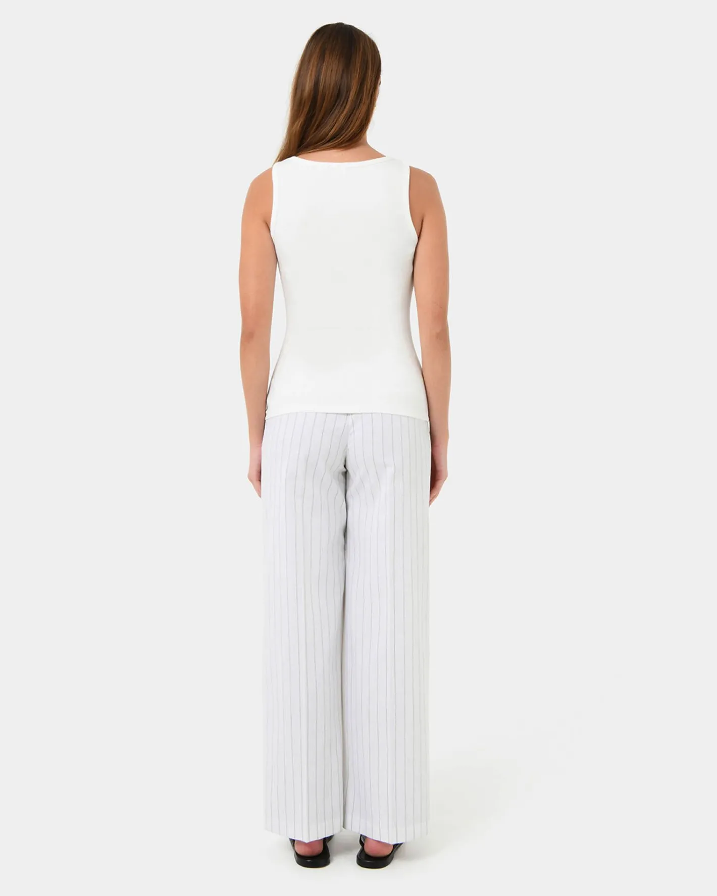 Forcast Devin Ribbed Singlet Top Ivory Sale