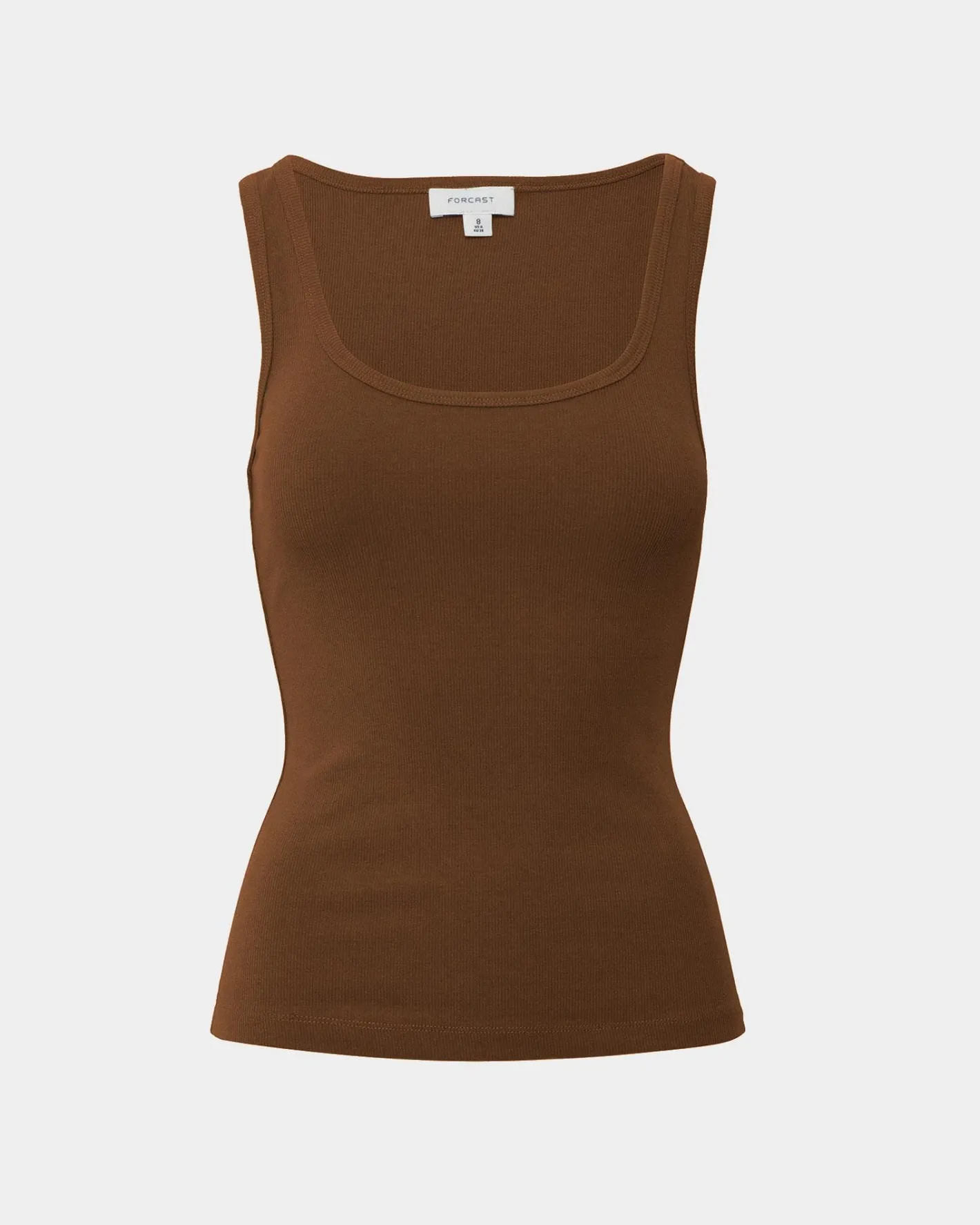 Forcast Devin Ribbed Singlet Top Brown