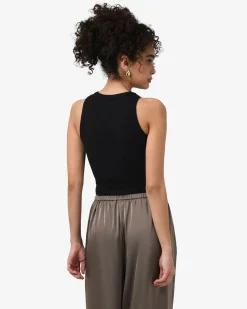 Forcast Devon Cotton Blend Singlet Black New