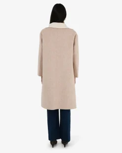 Forcast Diana Wool Blend Cocoon Coat Oat Marle New