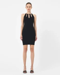 Forcast Diwa Chain Strap Knit Dress Black Hot